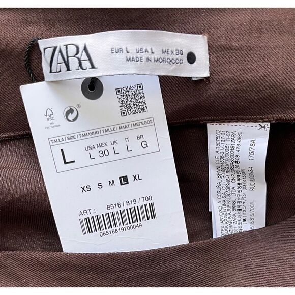 NWT Zara Limited Edition Linen Blend Draped High Waist Midaxi Skirt in Brown - Picture 12 of 13